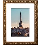 AUEAR, 12x16 Ornate Photo Frame, Bronze Color, with White Mat for 8x12 Picture & Real Glass (1 Pack)