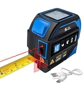 4-in-1 Laser Tape Measure with Laser Level Crosshairs |130ft/40m Laser Distance+16ft/5m AutoLock ...