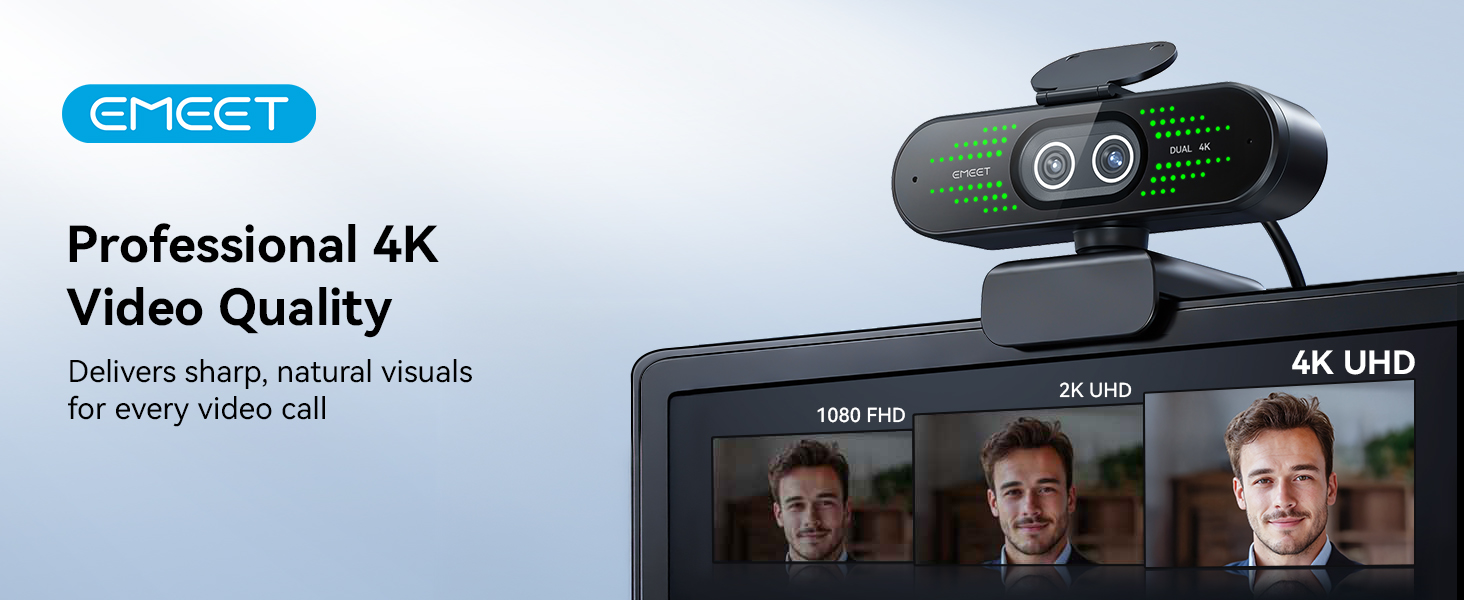 EMEET NOVA 4K Dual-Camera 4K Webcam for PC