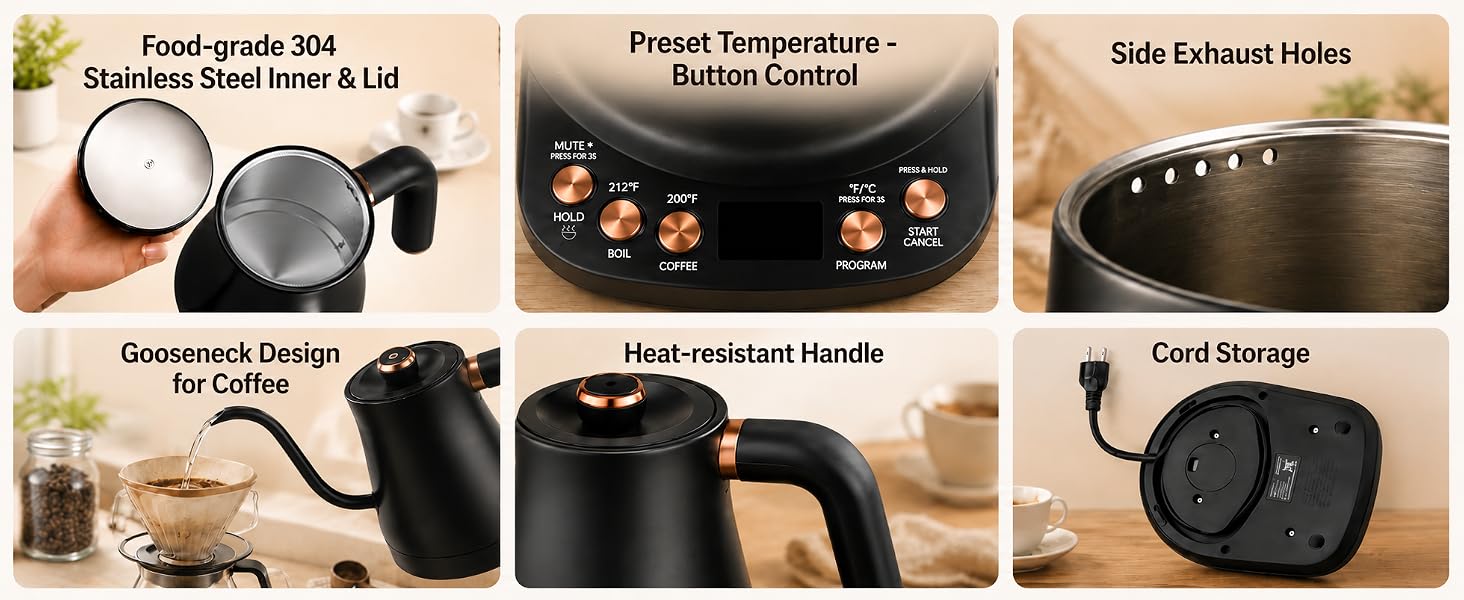 electric kettle temperature control presets