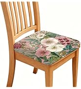 BSFHH Chair Seat Covers - Waterproof Stretch Printed Dining Room Chair Cover with Elastic Ties Re...