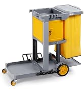TUFFIOM Multifunctional Janitorial Cart with Key-Locking Cabinet,Cleaning Carts on Wheels,with 15...