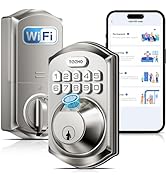 TEEHO TE012W WiFi Smart Lock, Fingerprint Door Lock with Built-in Wi-Fi, Keyless Entry Keypad Sma...