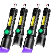 Hoxida Flashlight Rechargeable LED UV Black Light &Redlight, 3in1 Super Bright Magnetic Tactical ...