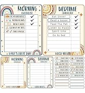 4 pcs Boho Rainbow Daily Schedule for Kids Reward Chart Bedtime Routine Chart Daily Behavior Sche...