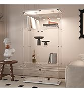 Beauty4U Glass Display Cabinet with Light, 4 Shelves with 2 Doors, Curio Cabinets for Living Room...