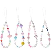 4 Pcs Beaded Phone Wrist Straps, Camera Charm Strap Phone Charms for Cellphone Case, Y2K Strawber...