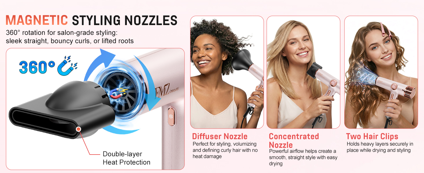 360° MAGNETIC STYLING NOZZLES