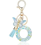 OKAICEN Fashion Alphabet Initial Letter Keychain Tassel Butterfly Pendant Key Ring for Purse Hand...