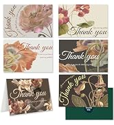 qiqee Palm Flower Thank You Cards 24 Greeting Gift Cards for Handwritten Messages 4x6 Inch Thank ...