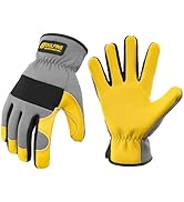 DULFINE Cow Leather Mechanic Work Gloves for Men & Women,Flexible Breathable Fit-Padded Knuckles,...