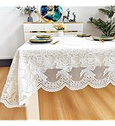 Jeloris Rectangle Waterproof Vinyl Tablecloth, Gold Floral 35x55 Inch - Spillproof Wipeable PVC T...