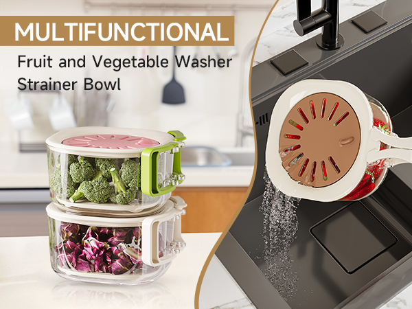 fruit washing bowl with strainer
