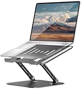 LINTYLE Adjustable Laptop Stand, Aluminum Portable Laptop Riser for Desk Foldable, Ergonomic Comp...