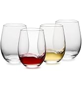 OUWO Stemless Wine Glasses Set of 4, 18oz Red White Wine Glasses,Lead-free Wine Glasses for Home,...