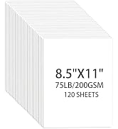 White Cardstock 8.5 X 11, 120 Sheets Card Stock, 75lb/ 200gsm Copy Paper, Cardstock Printer Paper...