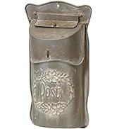 Red Co. 9.5” x 17” Decorative Vintage Post Embossed Metal Wall-Mounted Mailbox, Distressed Gray