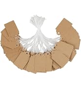 Uniclife 200 Pcs Price Tags with String Attached 1.8 Inch Writable Brown Kraft Paper Tags Hang Ta...