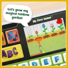 Colorful flowers challenge kids to mix/identify colors. Toy: Let’s grow my magical rainbow garden!