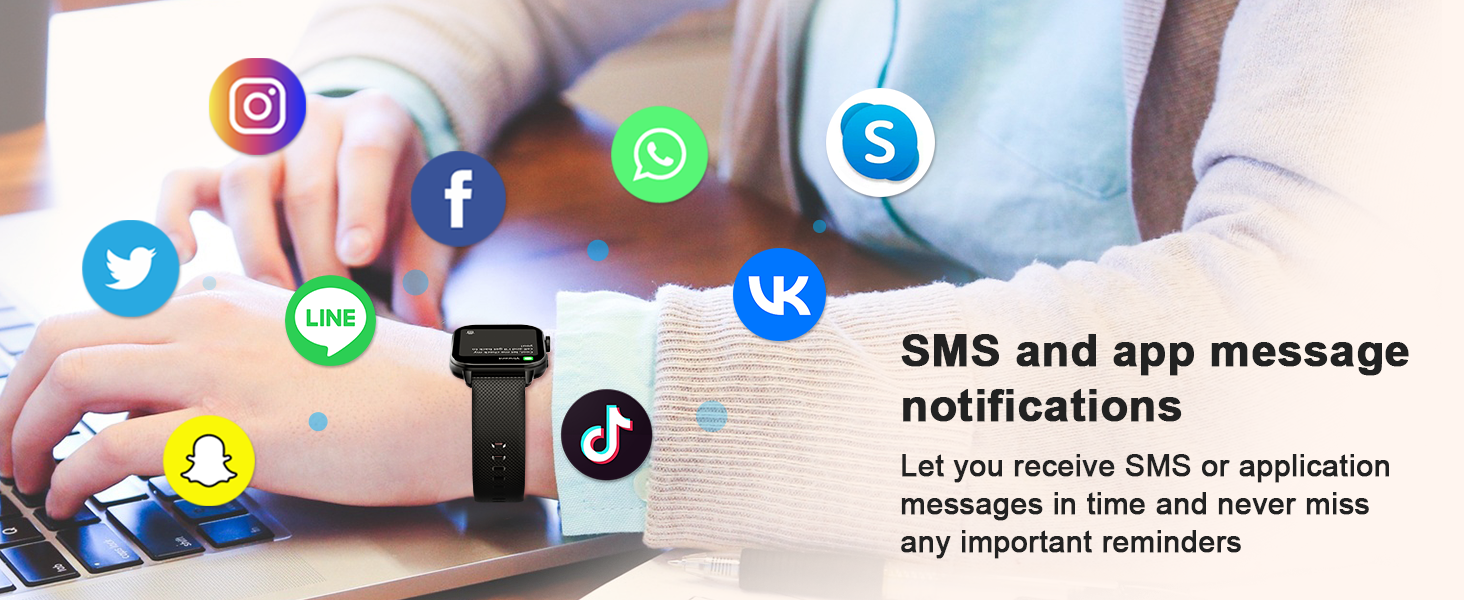 smartwatch, receive notifications for calls, texts, and apps
