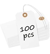 Uniclife 100 Pcs Manila Tags White Blank Shipping Tags with Wire Attached 4.7 Inch Paper Tags Han...