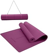 Ewedoos Eco Yoga Mat with Alignment Marks TPE Yoga Mat Non Slip Hot Yoga Mat Thick 1/4''...