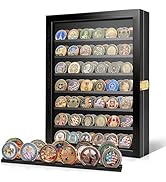 WELIDAY Military Challenge Coin Display Case with Acrylic Door-7 Rows Large Shadow Box Medal Disp...