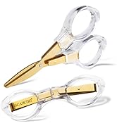 Folding Travel Scissors, Safety Small Mini Foldable Scissors All Purpos, Clear Acrylic Comfort-Gr...