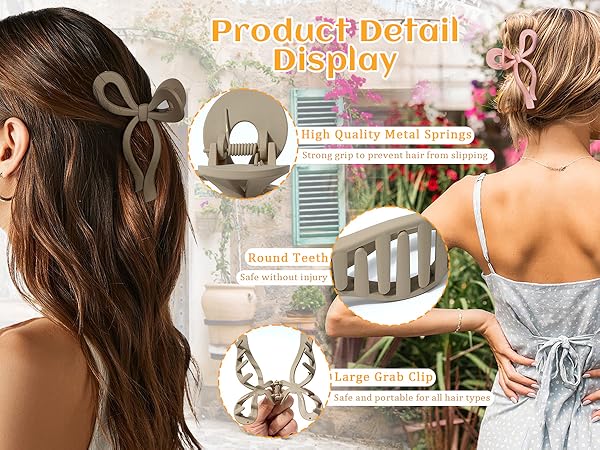 Bow Claw Clip Large Hair Clips Strong Hold Bow Hair Clip Nonslip Hair Bows for Women Hair Barrettes