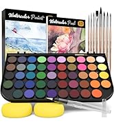 Nicpro Watercolor Paint Set, 48 Water Colors Kit with 8 Squirrel Brushes, Palette, Watercolor Pen...