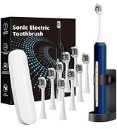 Lumivoid Sonic Electric Toothbrush for Adults & Kids - 10 Brush Heads, 30-Day Battery, 5 Modes, 2...