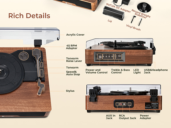 Vinyl record player details