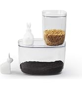 QUALY Bella Bunny Rice Container 3, 7L Set of 2 - Kitchen Canisters Glass Pantry Storage Containe...