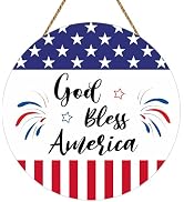 4th of July Decorations Patriotic Decorations Patriotic Wreath Fireworks God Bless America Sign W...