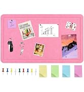 Vuzvuv Pink 28"x16" Large Cork Board with 50 Push Pins & Sticky Notes, Self-Adhesive Bulletin Boa...