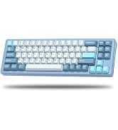 Womier SK71 75% Gaming Keyboard, Aluminum Alloy Shell Wireless Mechanical Creamy Keyboard Bluetoo...