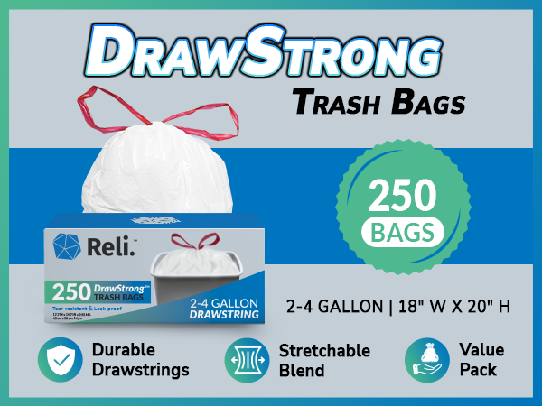 Drawstrong Trash Bags 2-4 Gallon