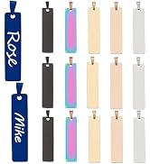 Frinnovan 18 Pack Engravable Metal Pendant Charm Blank Rectangle Stamping Tag Laser Engraving Sta...