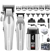 KEMEI Professional Hair Clippers for Men, Cordless Barber Clippers and Trimmers Set with Full Met...