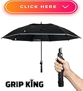 WINNER SPIRIT GRIP KING Golf Umbrella + Golf Grip Trainer Double Canopy Vented Windproof Waterpro...