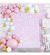 Shimmer Wall Backdrop Panels 24PCS Shimmer Backdrop Square Sequin Decor Rainbow Purple for Mermai...