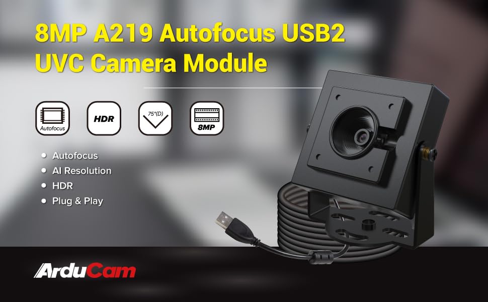 Arducam 4K 8MP Autofocus USB Camera Module with HDR