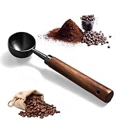 Vintage Metal Coffee Measuring Spoon - 304 Stainless Steel,Coffee Scoop, 15g Capacity, Walnut Han...