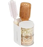 FABROK 2-Layer Clear Hair Accessories Organizer with Hair Brushes Holder, Rotatable Small Jewelry...