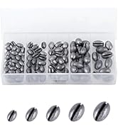 Alwonder 100 Pack Oval Split Shot Fishing Weights Sinkers Clip on Egg Sinkers for Fishing Line Ta...