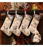 Dailyart 18 Inches Christmas Stockings, 4 Pack Large Personalized Christmas Stockings with 4 DIY ...