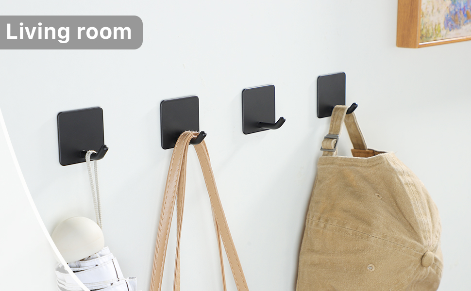 Adhesive Towel Hooks on Wall: Robe Hooks for Hanging Clothes Hats Stick on Bathroom