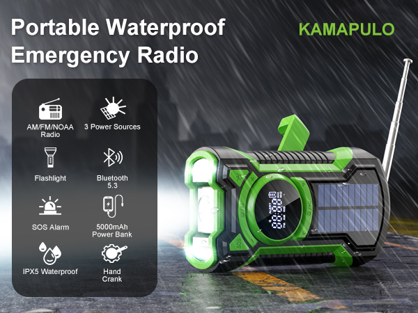 Portable waterproof emergency radio