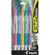 PILOT G2 Metallics Refillable and Retractable Rolling Ball Gel Pens, Fine Point, Assorted Color I...
