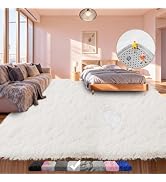 Soft Shag Area Rugs for Living Room 5x7 White, Fluffy Furry Shaggy Fuzzy Area Rug, Upgrade Non-Sl...